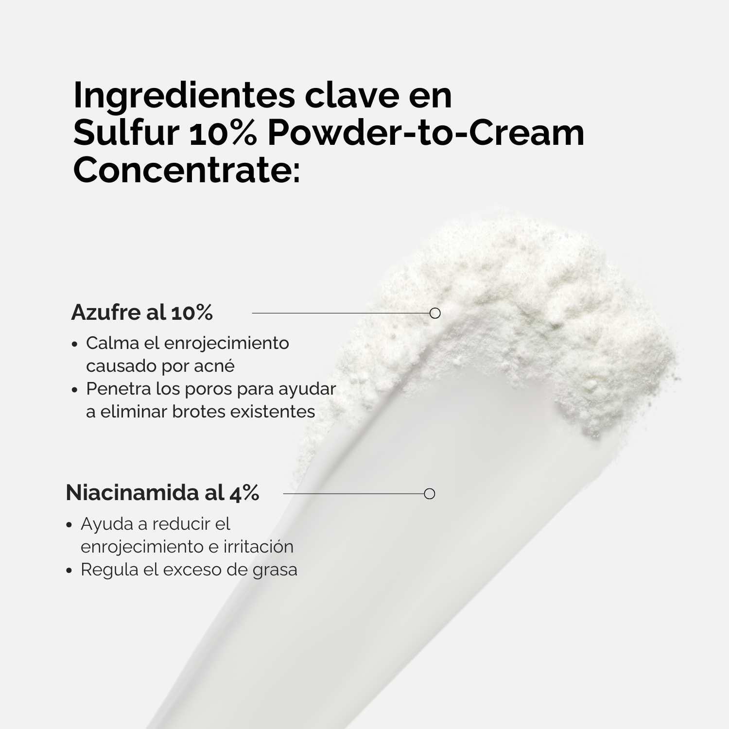 SULFUR 10% POWDER-TO-CREAM CONCENTRATE (CONCENTRADO DE AZUFRE AL 10% EN TEXTURA POLVO A CREMA PARA DISMINUIR BROTES)